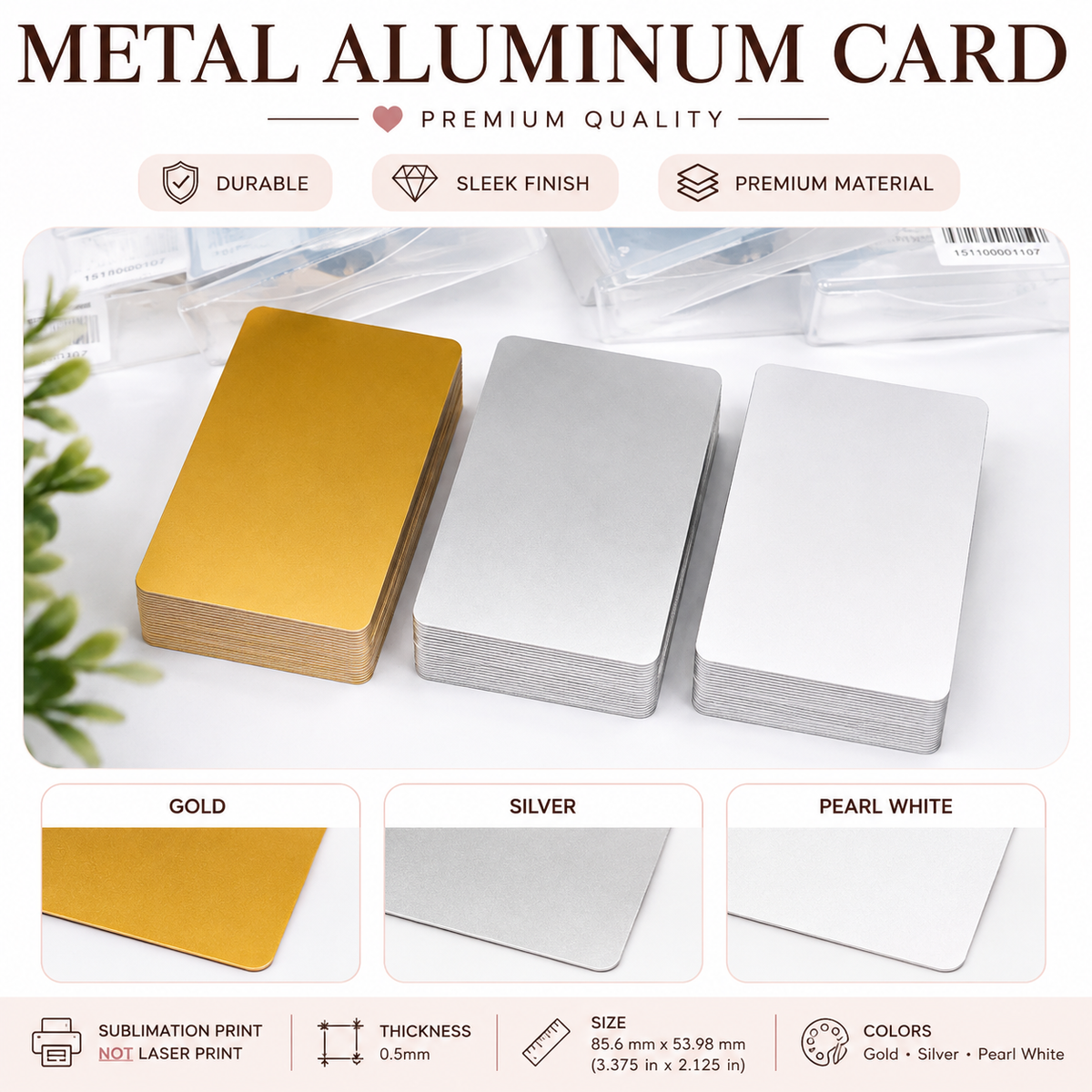 100 pcs Aluminum Metal Cards Business Calling Loyalty Cards