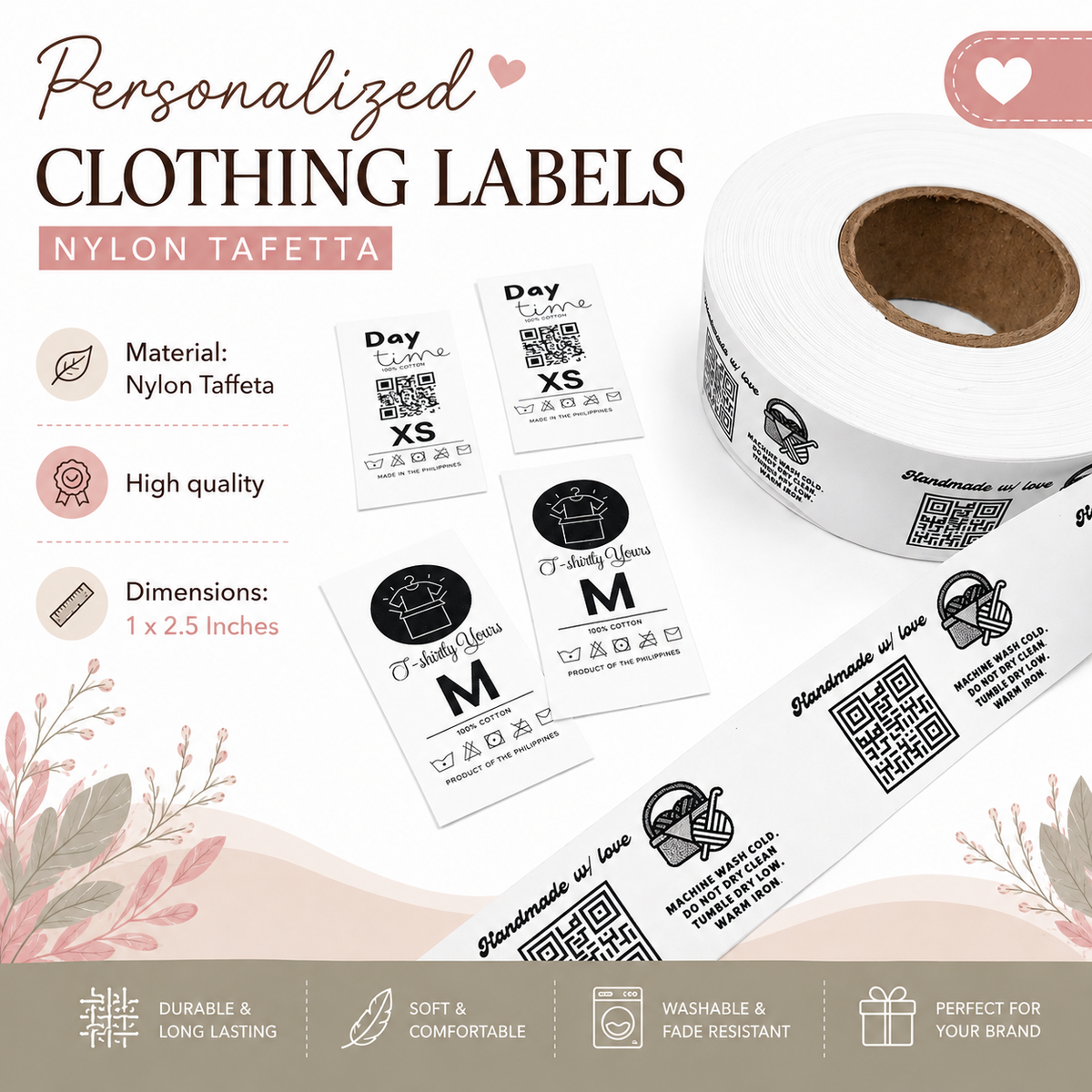 10 Pieces Personalized Clothing Labels Nylon Tafetta