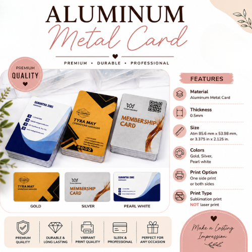 100 pcs Aluminum Metal Cards Business Calling Loyalty Cards