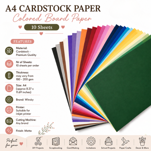 10 Sheets A4 Cardstock Paper Colored Board Paper